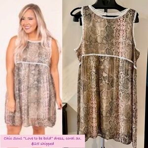 Chic Soul "Love to be Bold" dress, pink/animal print, tank 3x